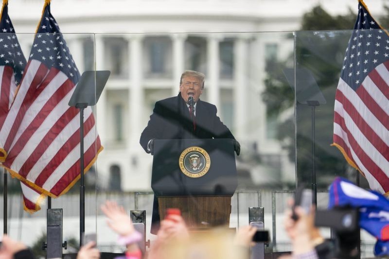 President Donald Trump speaks during a rally protesting the electoral college certification of Joe Biden as President on January 6, 2021, in Washington. (AP/PTI File Photo)
